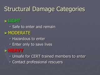 Structural Damage Categories