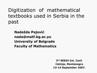 Digitization of mathematical textbooks used in Serbia in the past