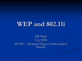 WEP and 802.11i