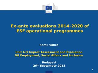 Ex-ante evaluations 2014-2020 of ESF operational programmes