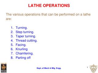 LATHE OPERATIONS