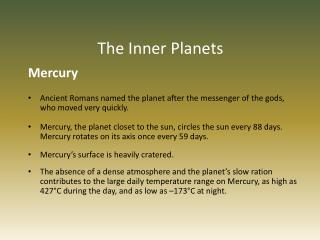 The Inner Planets