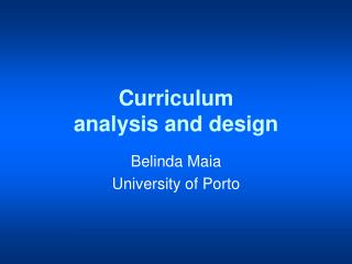 Curriculum analysis and design