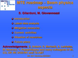 MTE roadmap – Beam physics aspects