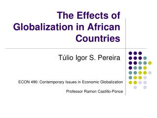 The Effects of Globalization in African Countries