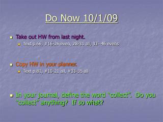 Do Now 10/1/09