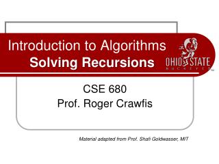 Introduction to Algorithms Solving Recursions