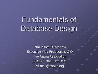 Fundamentals of Database Design