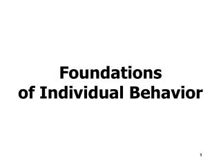 Foundations of Individual Behavior