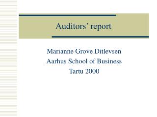 Auditors’ report