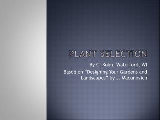 Plant Selection