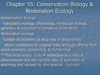 Chapter 55: Conservation Biology &amp; Restoration Ecology