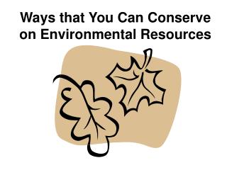 Ways that You Can Conserve on Environmental Resources