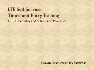LTE Self-Service Timesheet Entry Training