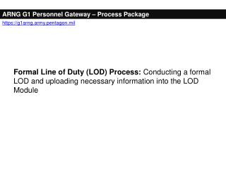ARNG G1 Personnel Gateway – Process Package