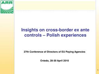 Insights on cross-border ex ante controls – Polish experiences
