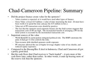 Chad-Cameroon Pipeline: Summary
