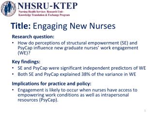 Title: Engaging New Nurses