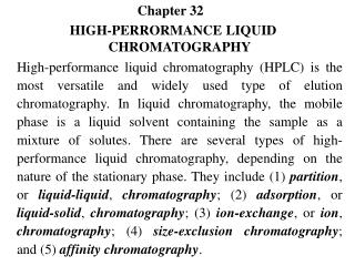 Chapter 32	 HIGH-PERRORMANCE LIQUID CHROMATOGRAPHY