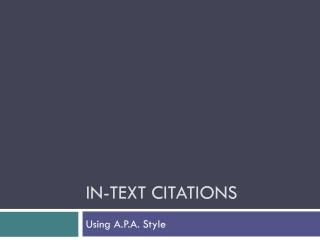 In-Text Citations