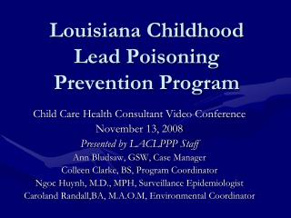 Louisiana Childhood Lead Poisoning Prevention Program