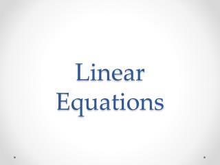 Linear Equations