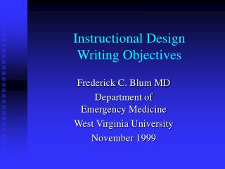 Instructional Design Writing Objectives