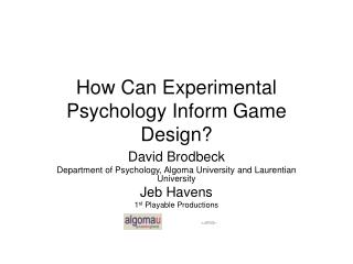 How Can Experimental Psychology Inform Game Design?