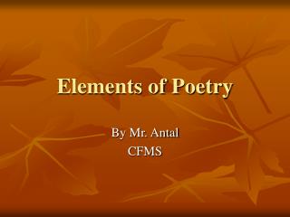 Elements of Poetry