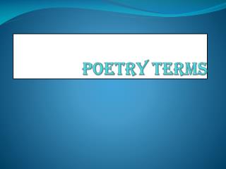 Poetry Terms