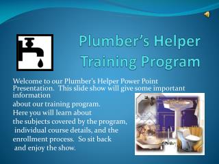 Plumber’s Helper Training Program