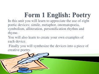 Form 1 English: Poetry