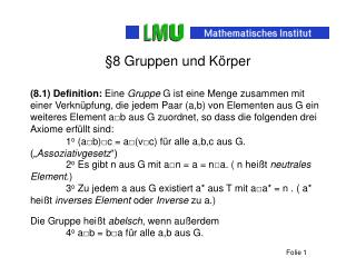 §8 Gruppen und Körper