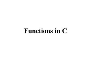 Functions in C