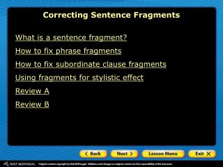 Correcting Sentence Fragments