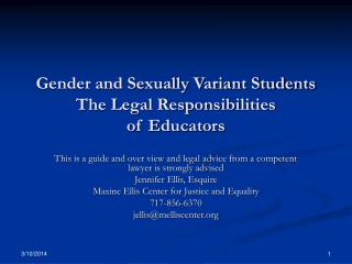 Gender and Sexually Variant Students The Legal Responsibilities of Educators