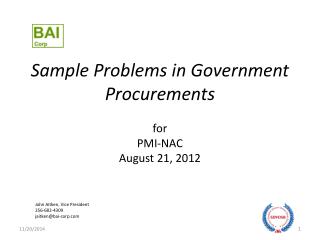 Sample Problems in Government Procurements