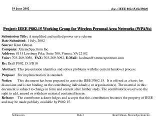 Project: IEEE P802.15 Working Group for Wireless Personal Area Networks (WPANs)