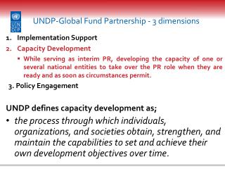 UNDP-Global Fund Partnership - 3 dimensions