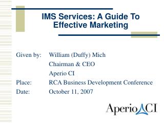 IMS Services: A Guide To Effective Marketing