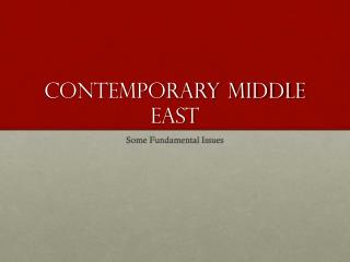 Contemporary Middle East