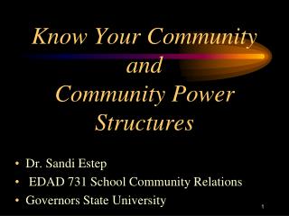Know Your Community and Community Power Structures