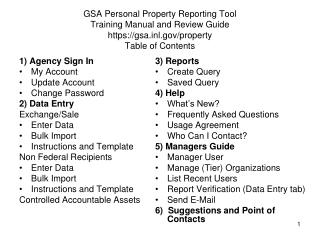 1) Agency Sign In My Account Update Account Change Password 2) Data Entry Exchange/Sale Enter Data