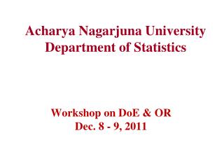 Acharya Nagarjuna University Department of Statistics