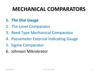 MECHANICAL COMPARATORS