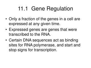 11.1 Gene Regulation