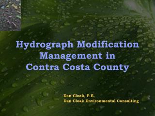 Hydrograph Modification Management in Contra Costa County