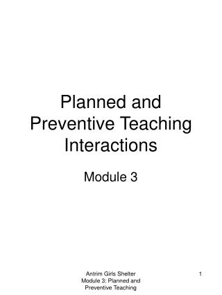 Planned and Preventive Teaching Interactions