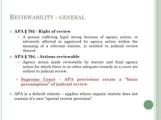 Reviewability - general