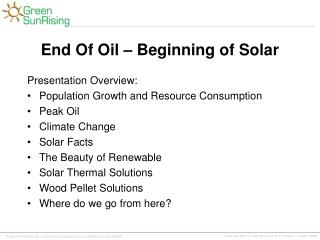 End Of Oil – Beginning of Solar